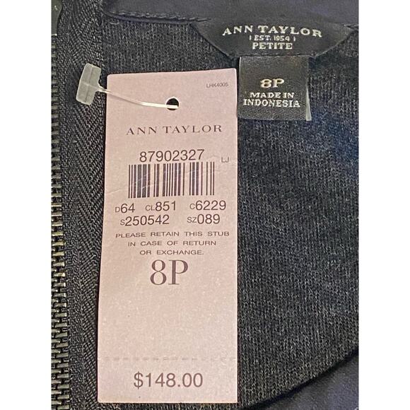 Ann Taylor Charcoal Gray Wool Blend Bodycon Accent Zipper Dress Size 8 Petite - Picture 9 of 10